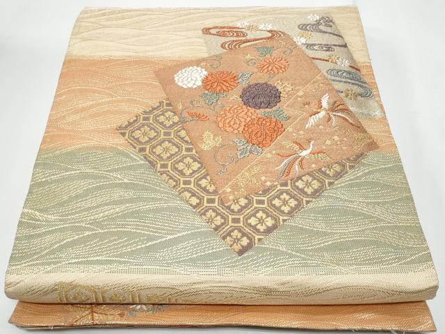 平和屋着物◎六通柄袋帯　唐織　色紙重ね鳳凰花文　金糸　正絹　逸品　CABG5000fb