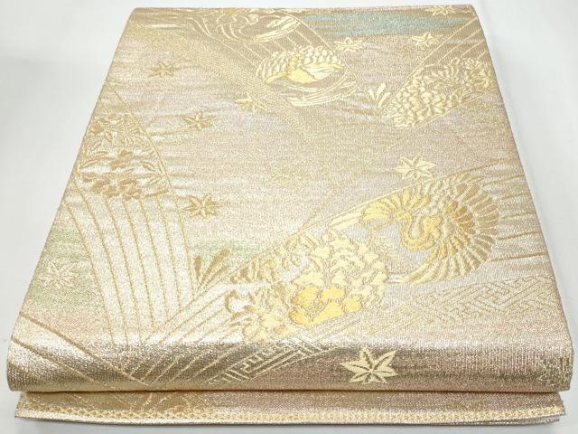 平和屋着物◎六通柄袋帯　飛鶴花文　金糸　正絹　逸品　CABG5001fb