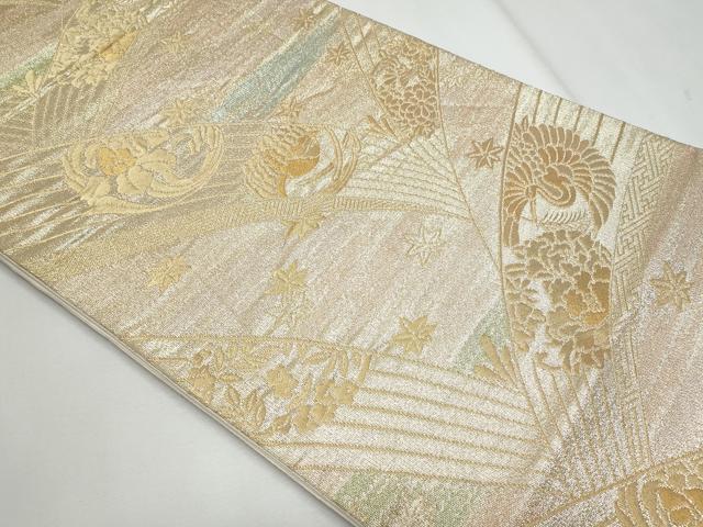 平和屋着物◎六通柄袋帯　飛鶴花文　金糸　正絹　逸品　CABG5001fb