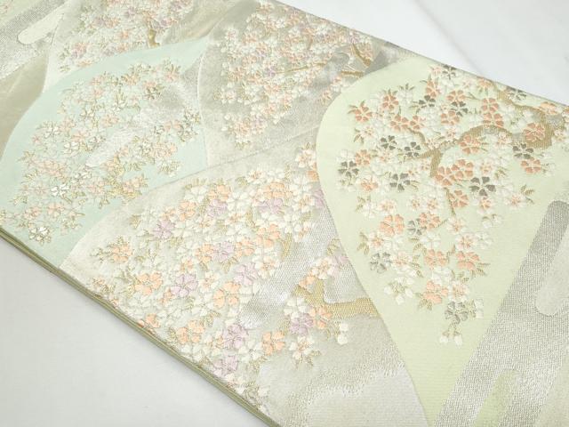 平和屋着物◎六通柄袋帯　唐織　遠山エ霞枝桜文　金銀糸　正絹　逸品　CABG5002fb