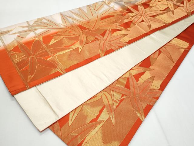 平和屋着物◎六通柄袋帯　笹竹文　金糸　正絹　逸品　CABG5005fb
