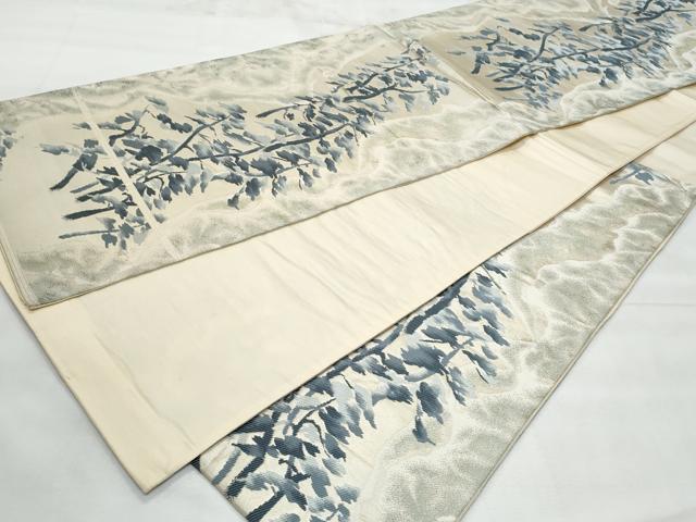 平和屋着物◎六通柄袋帯　樹林文　銀糸　正絹　逸品　CABG5015fb