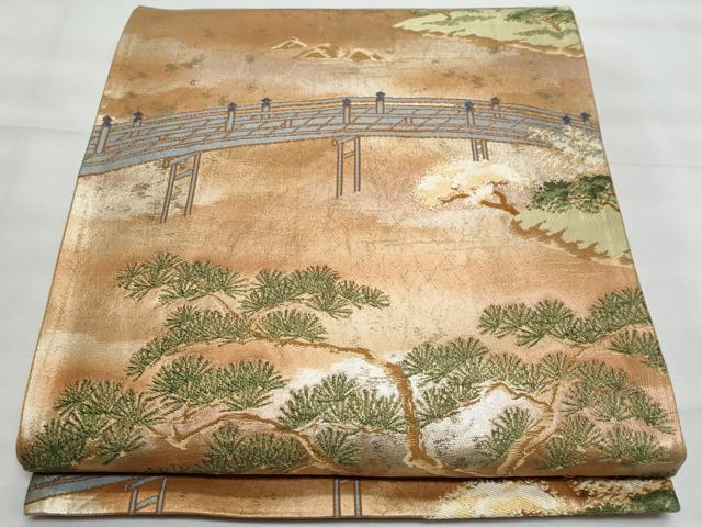 平和屋着物◎六通柄袋帯　唐織　渡り橋枝松文　金銀糸　正絹　逸品　CABG5018fb