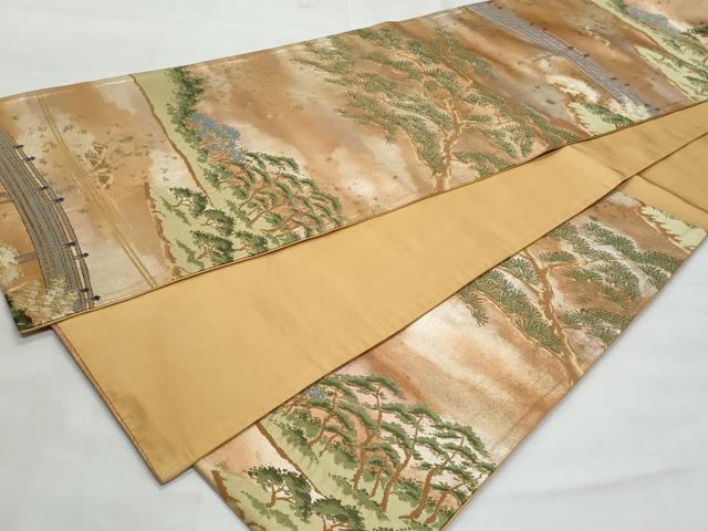 平和屋着物◎六通柄袋帯　唐織　渡り橋枝松文　金銀糸　正絹　逸品　CABG5018fb