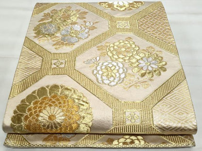 平和屋着物◎六通柄袋帯　蜀江花文　金銀糸　正絹　逸品　CABG5023fb
