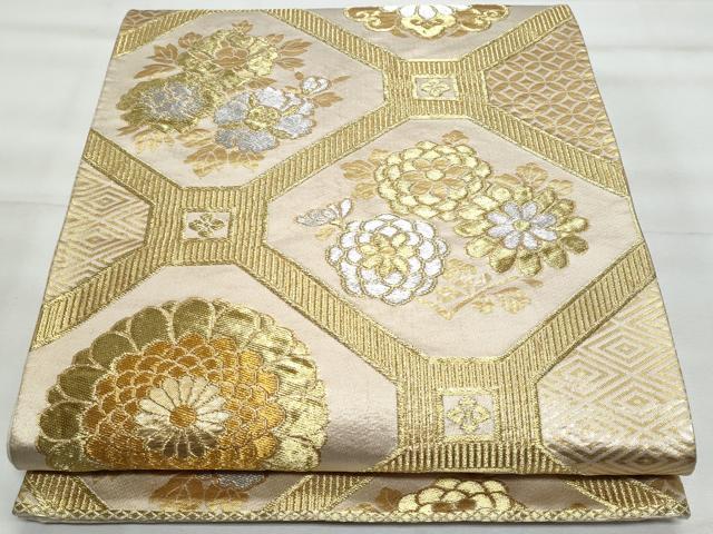 平和屋着物◎六通柄袋帯　蜀江花文　金銀糸　正絹　逸品　CABG5023fb