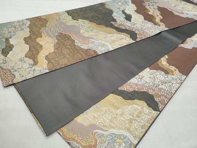 平和屋着物◎六通柄袋帯　唐織　道長文　金糸　正絹　逸品　CABG5036fb