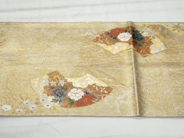 平和屋着物◎佐賀錦　太鼓柄袋帯　地紙重ね御所車花文　金銀彩　正絹　逸品　CABG5037fb