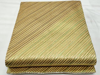 平和屋着物◎両面　両方向　全通柄袋帯　斜線文　金糸　正絹　逸品　CABG5038fb
