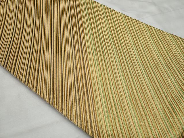 平和屋着物◎両面　両方向　全通柄袋帯　斜線文　金糸　正絹　逸品　CABG5038fb