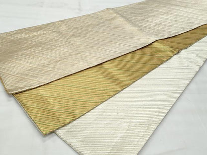 平和屋着物◎両面　両方向　全通柄袋帯　斜線文　金糸　正絹　逸品　CABG5038fb