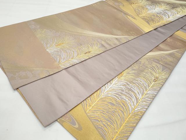 平和屋着物◎六通柄袋帯　松葉文　金銀糸　正絹　逸品　CABG5043fb