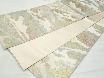 平和屋着物◎西陣　服部織物謹製　六通柄袋帯　霞文　正絹　逸品　CABG5047fb