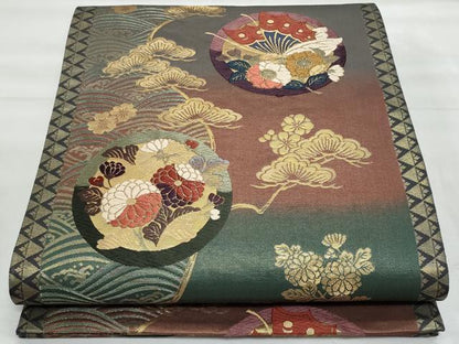 平和屋着物◎六通柄袋帯　唐織　夢小袖　金糸　正絹　逸品　CABG5065fb
