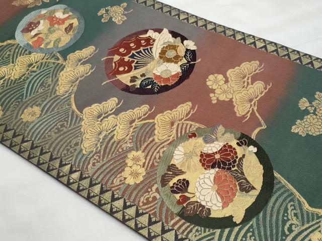 平和屋着物◎六通柄袋帯　唐織　夢小袖　金糸　正絹　逸品　CABG5065fb