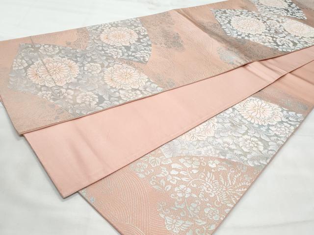 平和屋着物◎六通柄袋帯　唐織　立波地紙花文　金銀糸　正絹　逸品　CABG5069fb