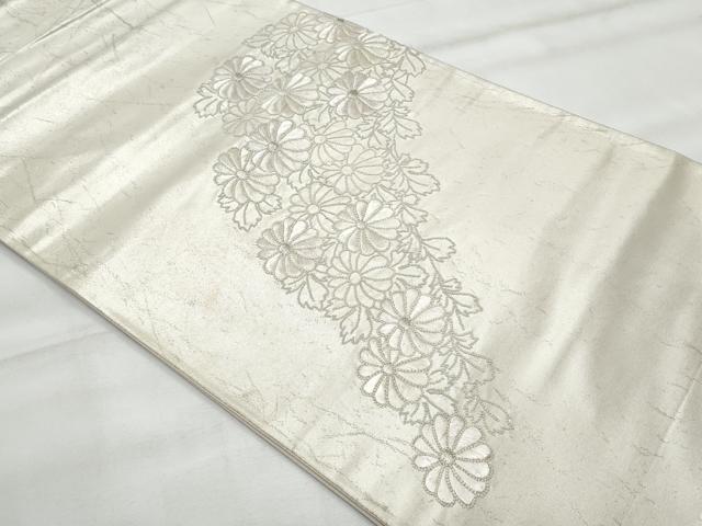 平和屋着物◎中国三大刺繍　相良刺繍　総刺繍　太鼓柄袋帯　菊　銀糸　正絹　逸品　CABG5075fb