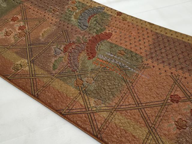 平和屋着物◎六通柄袋帯　絞り　志保里　藤花房　金糸　正絹　逸品　CABG5102fb