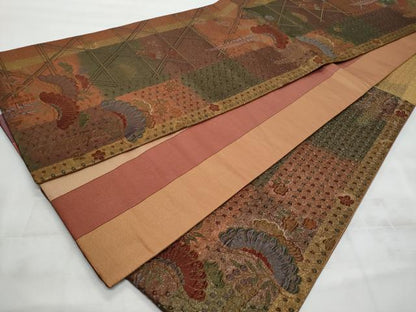 平和屋着物◎六通柄袋帯　絞り　志保里　藤花房　金糸　正絹　逸品　CABG5102fb