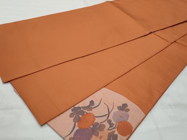 平和屋着物◎太鼓柄袋帯　すくい織　流水草花文　正絹　逸品　未使用　CABG5105fb