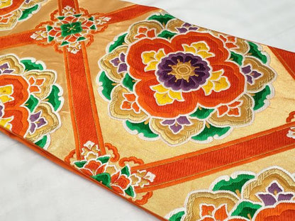 平和屋着物◎六通柄袋帯　唐織　正倉院花文　金糸　正絹　逸品　CABG5108fb
