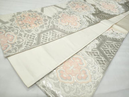 平和屋着物◎六通柄袋帯　唐織　亀甲正倉院花文　銀糸　正絹　逸品　CABG5110fb