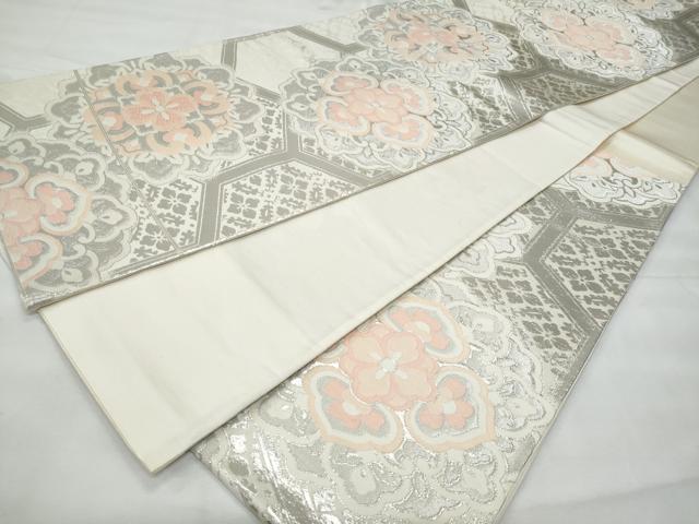平和屋着物◎六通柄袋帯　唐織　亀甲正倉院花文　銀糸　正絹　逸品　CABG5110fb
