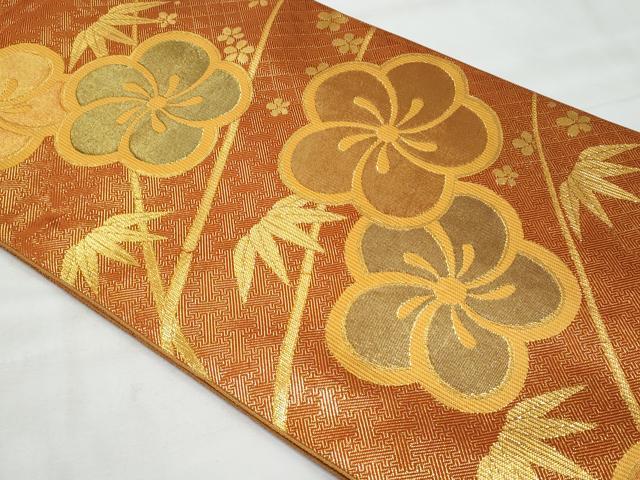 平和屋着物◎佐賀錦　全通柄袋帯　たびだち　松竹梅　金糸　正絹　逸品　CABG5111fb