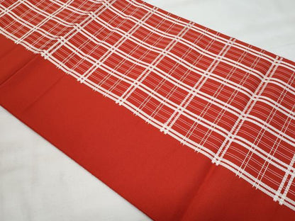 平和屋着物◎本場筑前博多織　八寸名古屋帯　格子柄　正絹　逸品　CABG5142fb