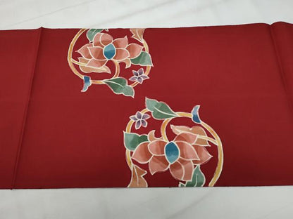 平和屋着物◎八寸名古屋帯　ろうけつ染　花唐草文　正絹　逸品　CABG5143fb