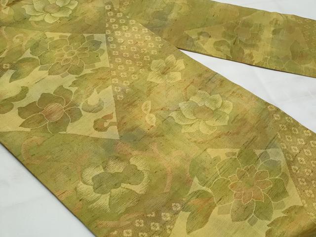 平和屋着物◎九寸名古屋帯　紬地　切嵌　花唐草文　正絹　逸品　CABG5147fb