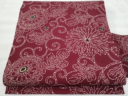 平和屋着物◎全通柄　九寸名古屋帯　菊唐草文　正絹　逸品　CABG5150fb