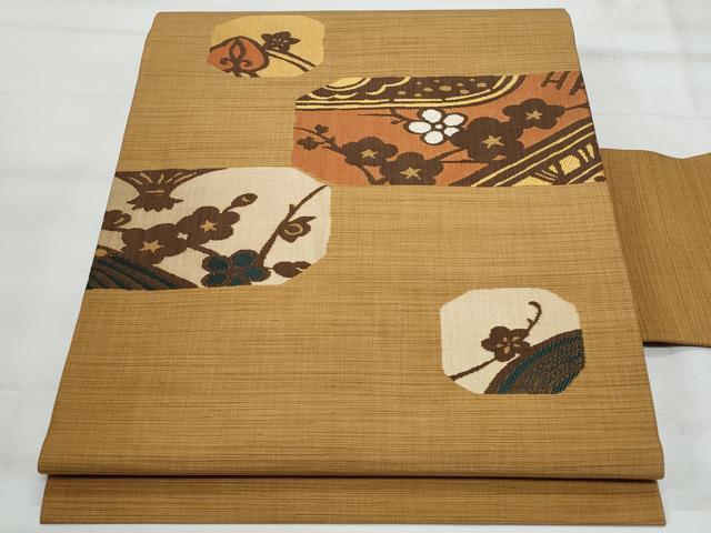 平和屋着物◎九寸名古屋帯　枝梅文　正絹　逸品　CABG5152fb