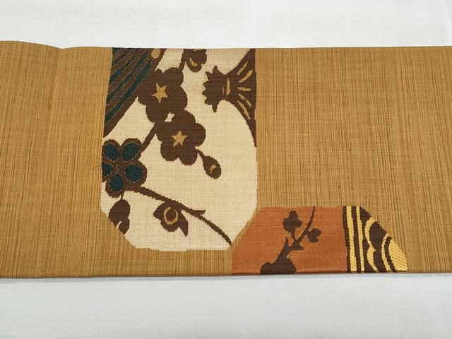 平和屋着物◎九寸名古屋帯　枝梅文　正絹　逸品　CABG5152fb