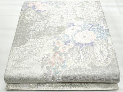 平和屋着物◎六通柄袋帯　唐織　流水花車文　金銀糸　正絹　逸品　CABG5156fb