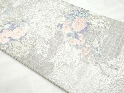 平和屋着物◎六通柄袋帯　唐織　流水花車文　金銀糸　正絹　逸品　CABG5156fb