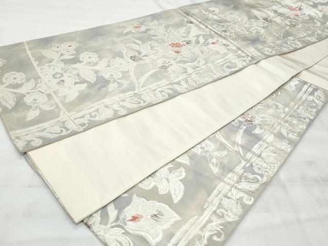 平和屋着物◎六通柄袋帯　唐織　更紗花唐草文　銀糸　正絹　逸品　CABG5169fb