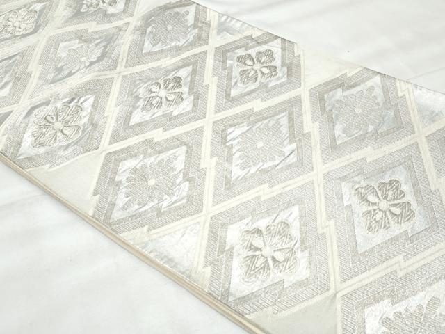 平和屋着物◎六通柄袋帯　松皮菱花文　銀糸　正絹　逸品　CABG5172fb