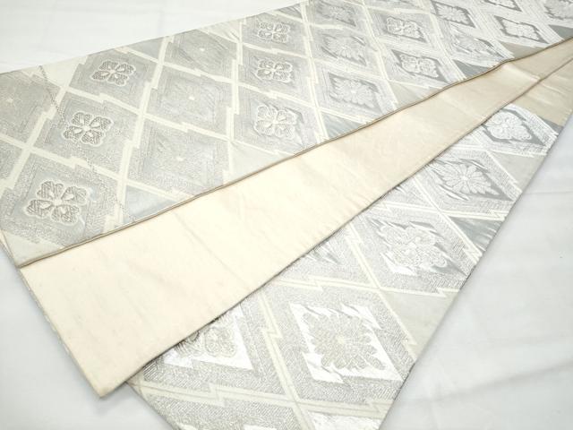 平和屋着物◎六通柄袋帯　松皮菱花文　銀糸　正絹　逸品　CABG5172fb