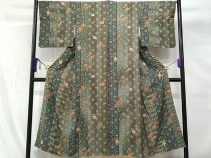平和屋着物■小紋　花唐草文　洗える着物　CABG5190fb