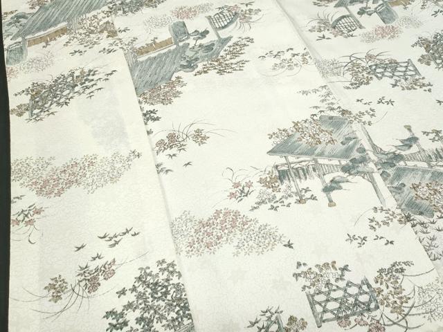 平和屋着物■上質な小紋　風景花文　正絹　逸品　CABG5191fb