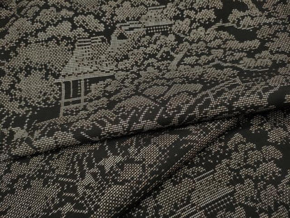 平和屋着物●本場大島紬　9マルキ　風景渡橋草木文　正絹　逸品　CABG5201ut