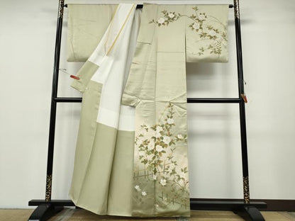 平和屋着物●訪問着　枝花文　暈し染め　金彩　鈴乃屋扱い　正絹　逸品　CABG5204ut
