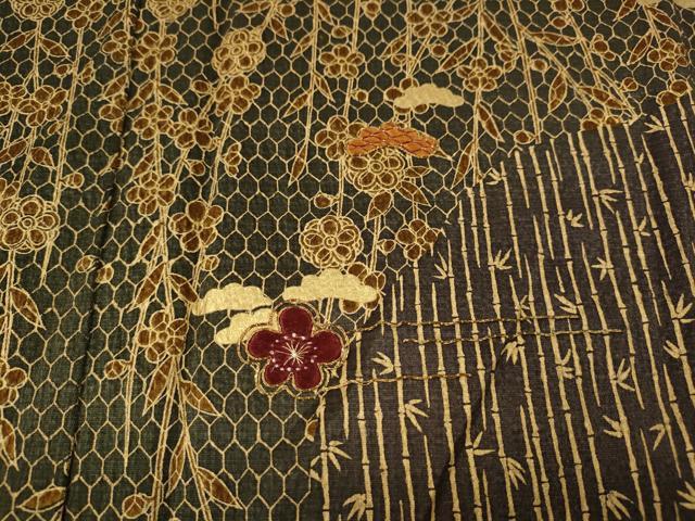 平和屋着物●訪問着　駒刺繍　松竹梅　枝垂れ花文　金彩　正絹　逸品　CABG5206ut