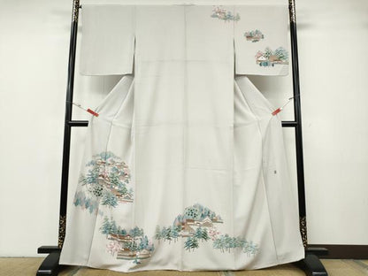 平和屋着物●訪問着　友禅　作家物　風景草花文　正絹　逸品　CABG5207ut
