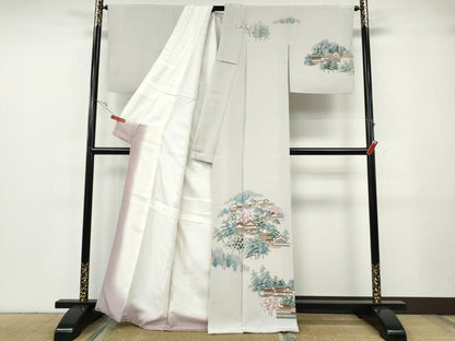 平和屋着物●訪問着　友禅　作家物　風景草花文　正絹　逸品　CABG5207ut