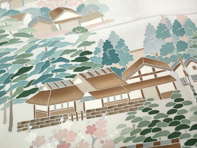 平和屋着物●訪問着　友禅　作家物　風景草花文　正絹　逸品　CABG5207ut