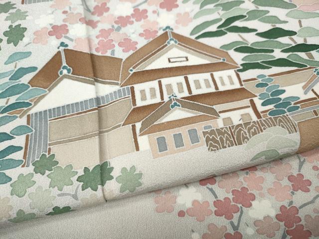 平和屋着物●訪問着　友禅　作家物　風景草花文　正絹　逸品　CABG5207ut