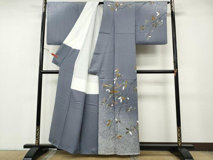 平和屋着物●訪問着　枝花文　たたき染め　金彩　正絹　逸品　CABG5208ut