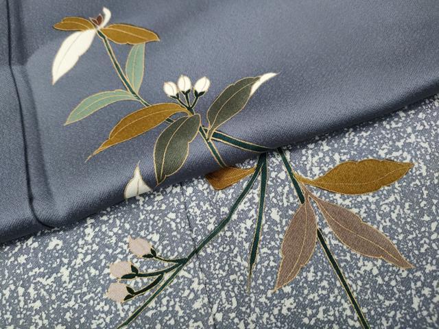 平和屋着物●訪問着　枝花文　たたき染め　金彩　正絹　逸品　CABG5208ut